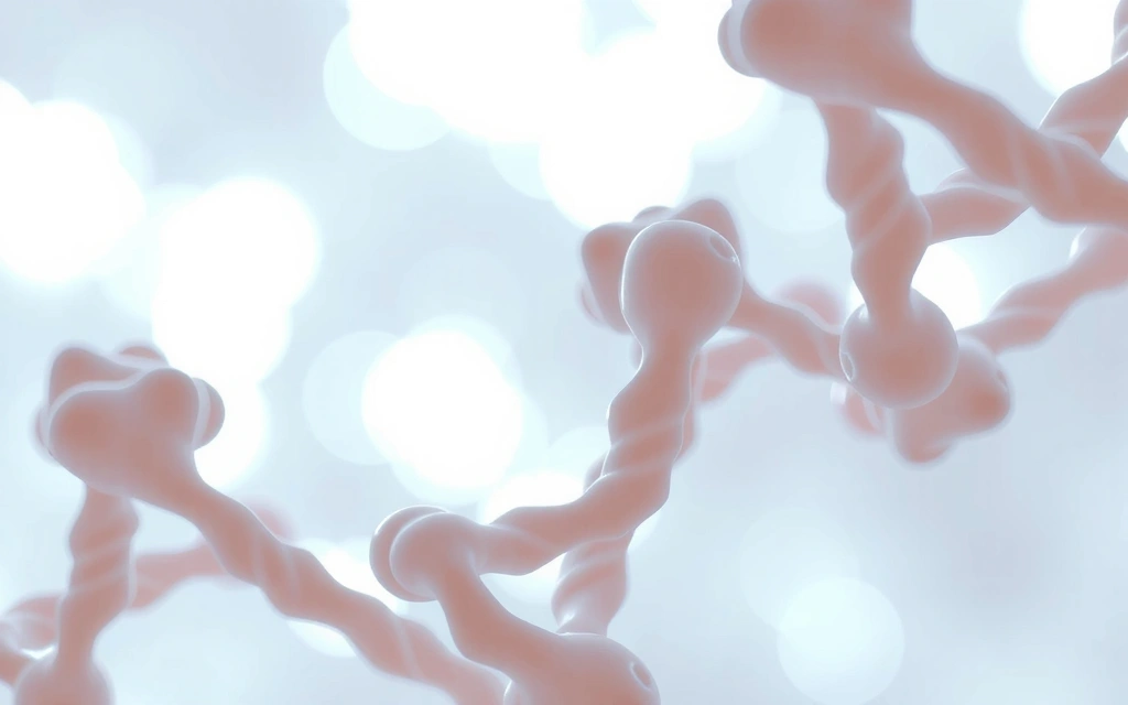 A molecular representation of collagen fibers, illustrating its importance for skin and joint health.