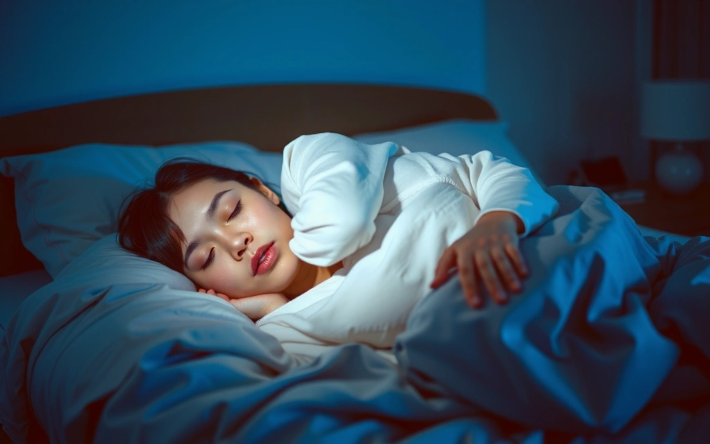 A person enjoying a restful sleep in a cozy bedroom, emphasizing the importance of sleep for beauty.