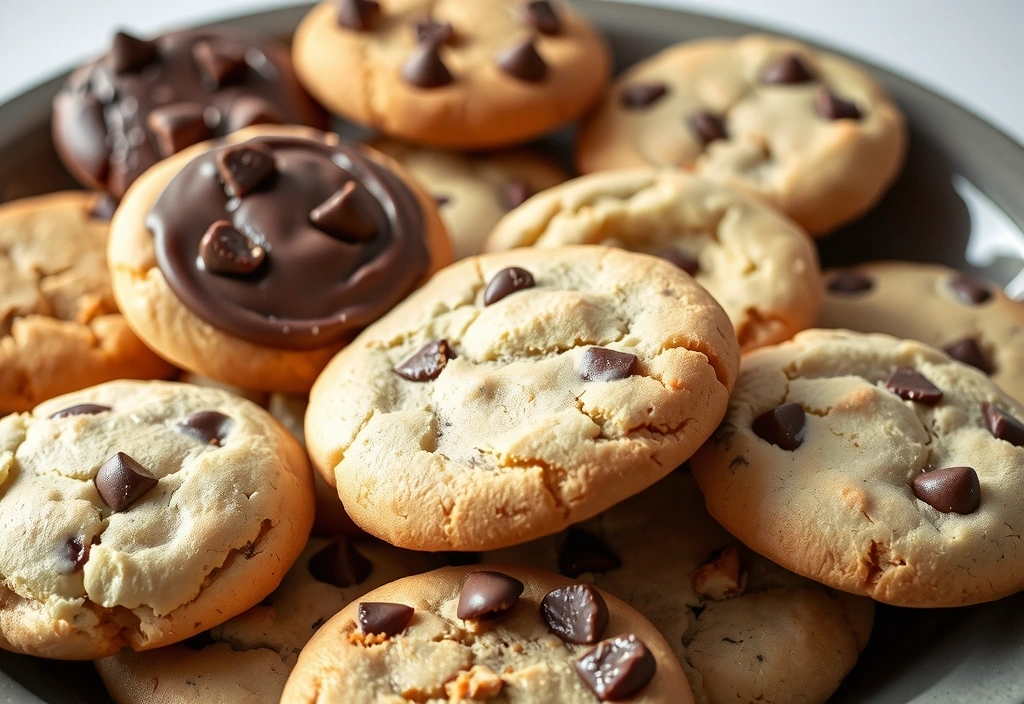 A close-up image of various cookies on a plate, with a soft, warm light emphasizing their textures and colors, suggesting a comfortable and inviting atmosphere.